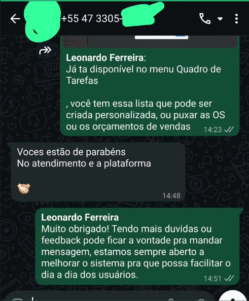 Depoimento de cliente do OS Agenda